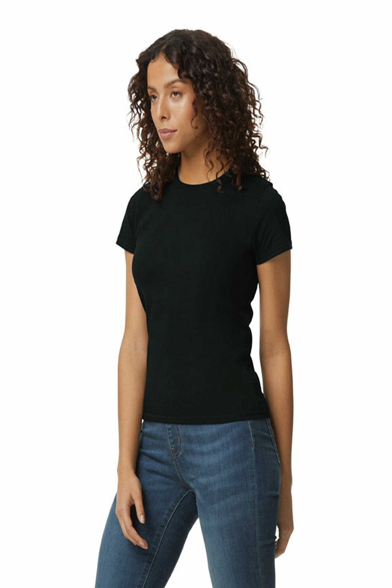 9a UNISEX ROUND NECK T SHIRT COMBED COTTON BLACK