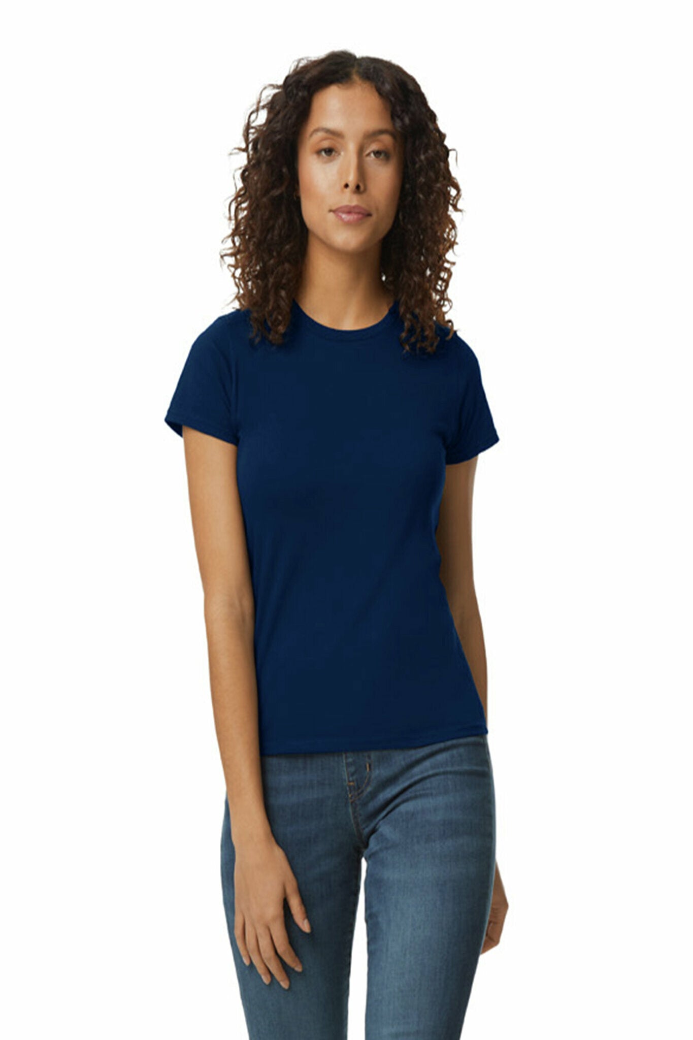 9b UNISEX ROUND NECK T SHIRT COMBED COTTON NAVY