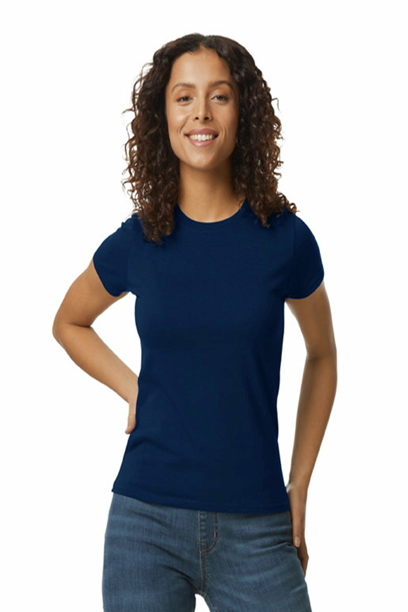 9b UNISEX ROUND NECK T SHIRT COMBED COTTON NAVY