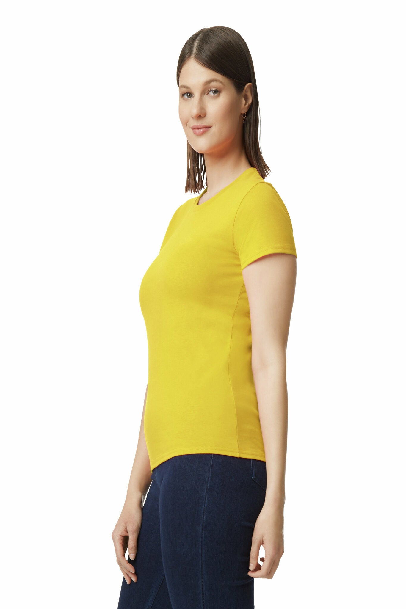 9D UNISEX ROUND NECK T SHIRT COMBED COTTON YELLOW