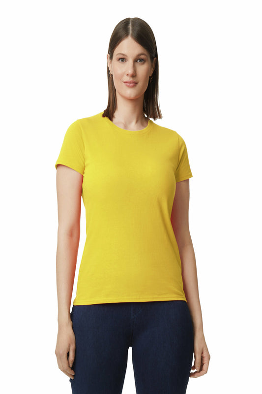 9D UNISEX ROUND NECK T SHIRT COMBED COTTON YELLOW