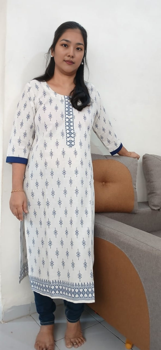 2Ac WHITE PRINT KURTA