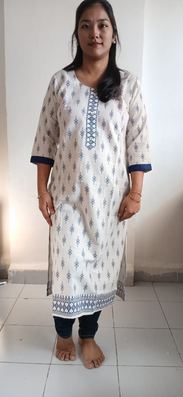 2Ac WHITE PRINT KURTA