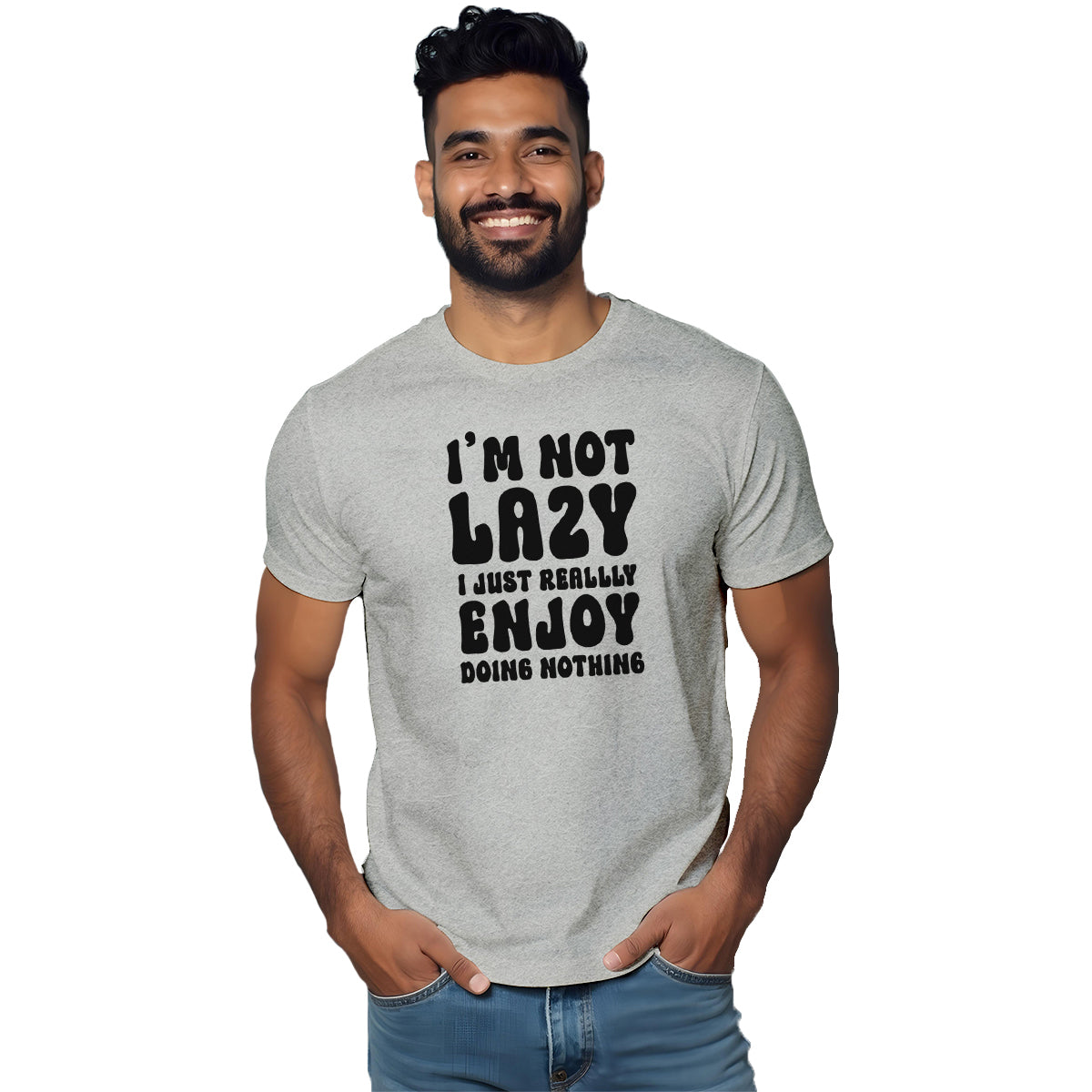 1 UNISEX TSHIRT ENJOY BEING LAZY GREY