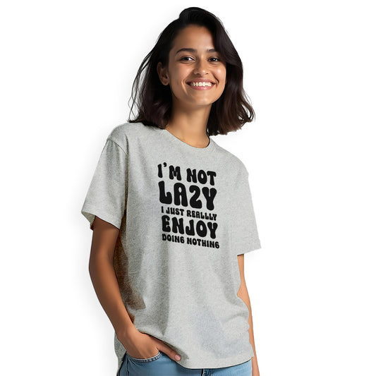 1 UNISEX TSHIRT ENJOY BEING LAZY GREY