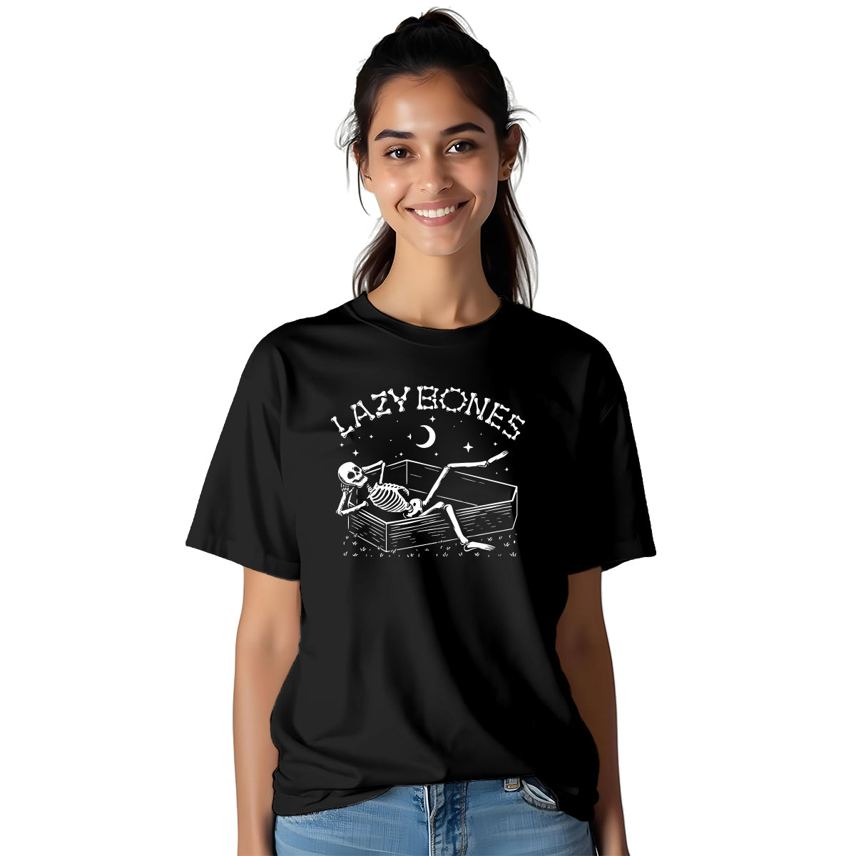 1A UNISEX OVERSIZED TSHIRT LAZY BONE BLACK