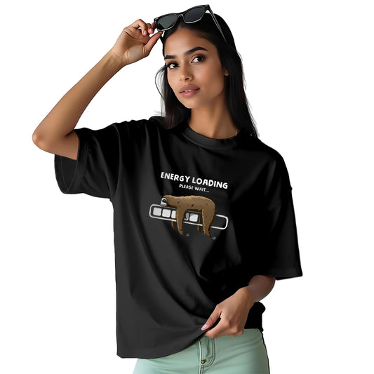 1B UNISEX OVERSIZED TSHIRT LAZY LOADING BLACK