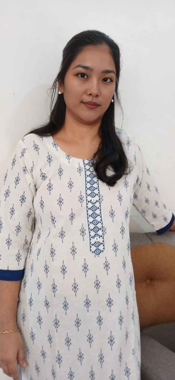 2Ac WHITE PRINT KURTA