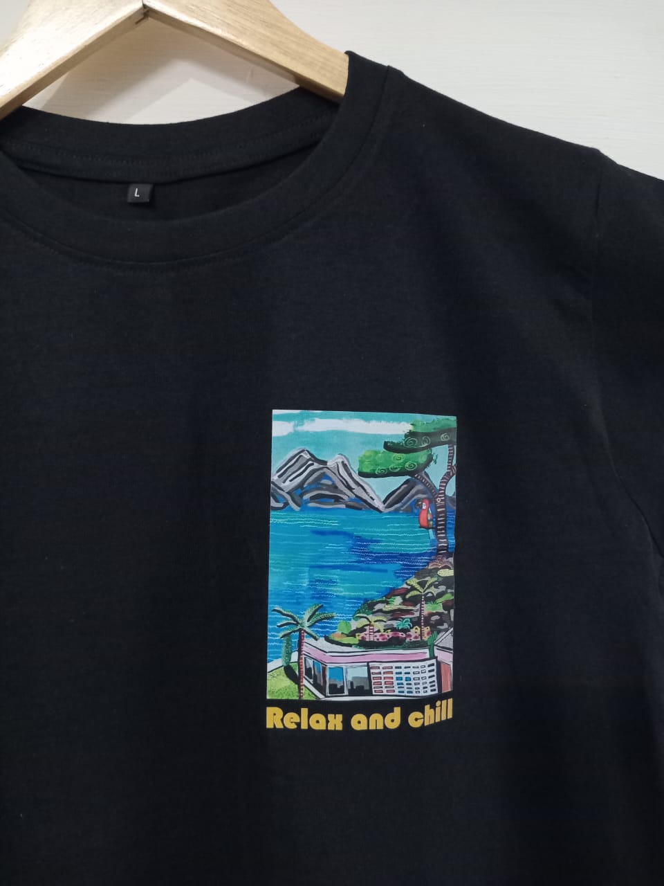 9f UNISEX ROUND NECK PRINTED T SHIRT -Relax and chill